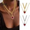 Couple Necklace Gift Women Double-layered with Blade And Heart Pendant