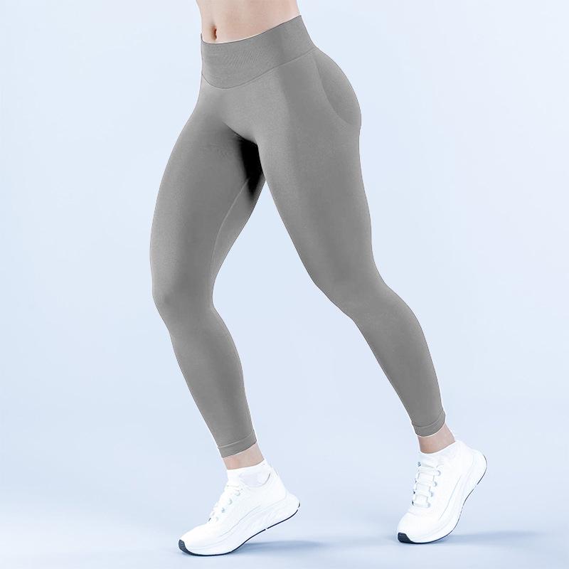 Dámské bezešvé třídílné legíny na jógu s vysokým pasem, řasením v pase a designem pro zvednutí hýždí