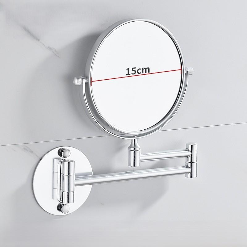 Brushed Gold Black Bathroom Mirror Wall Mounted Folding Round Makeup Vanity With Mirror