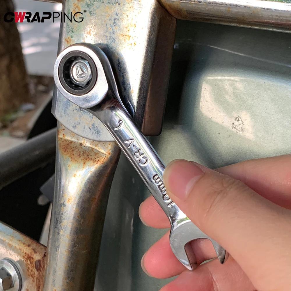 6-10mm Handheld Short Handle Double-head Wrench Kit Chrome Vanadium Steel Portable Repair Tool Suitable for Automotive Bicycles