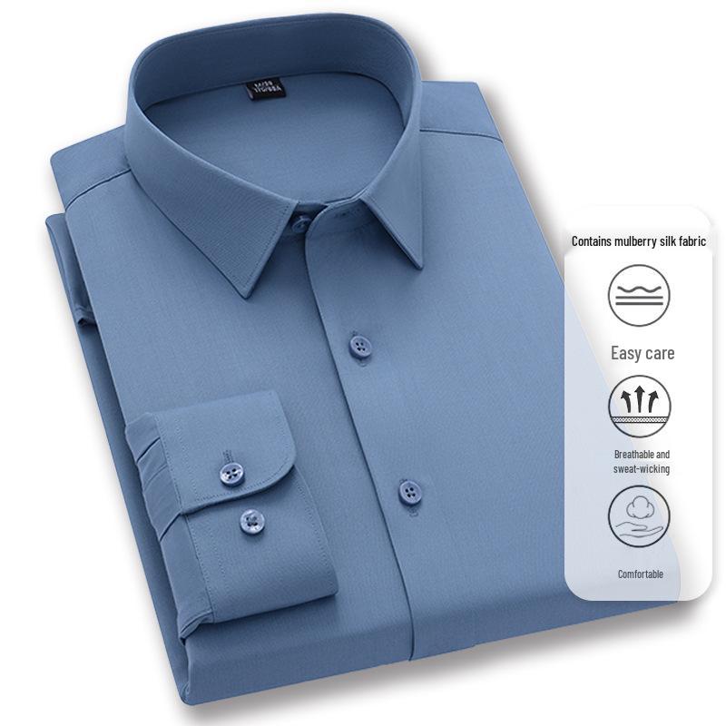 Men s Non-Iron Silk Blend Long Sleeve Business Shirt 47