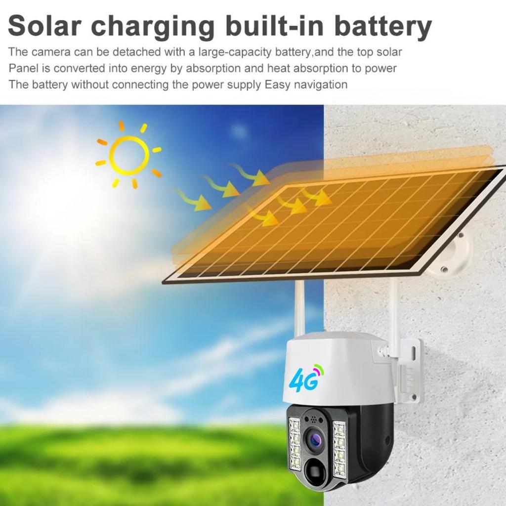 Solarkamera 4G SIM Dual Objektiv für den Außenbereich PIR Personenerkennung Kabellose Camara Energiesparende wasserdichte CCTV-Sicherheitskamera für Zuhause