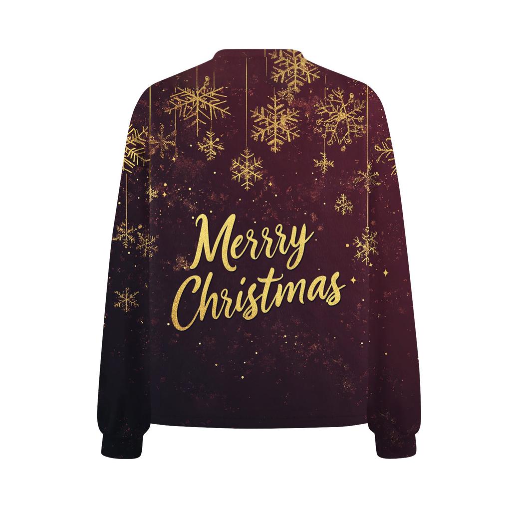 Women's Fashion Short Coat Casual Long Sleeve Printed Single Breasted Plush Top