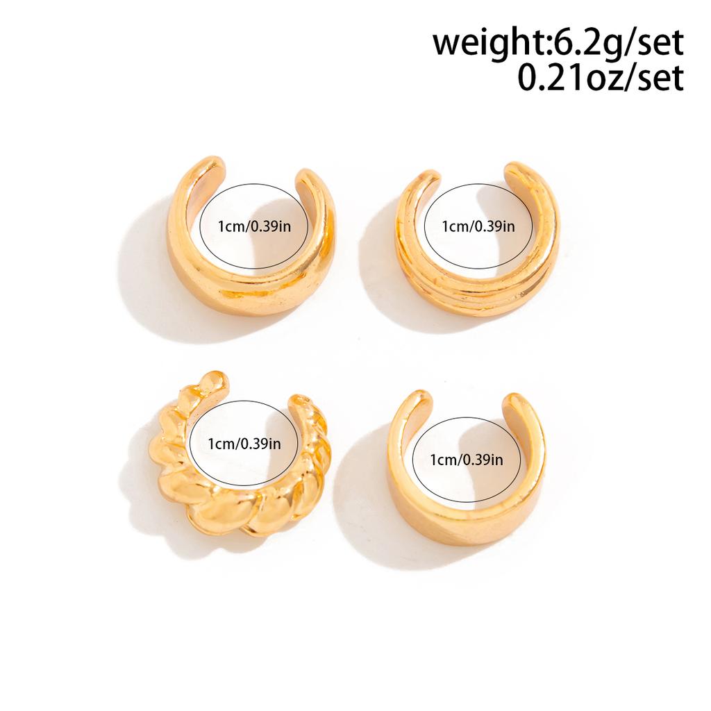 Ingemark 4Pcs/Set Small Mini C Shape Round Ear Clip Earrings for Women Trendy Charms No Piercing Cuff Earrings Daily Jewelry New