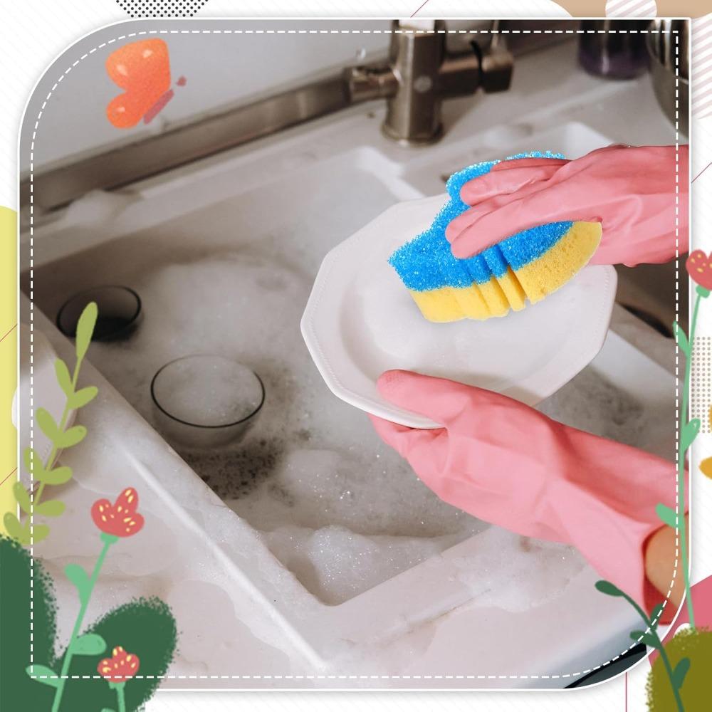 6pcs Dual Sided Scrub Sponge Multi Functional Cute Temperature Sensitive Non Scratch Dish Sponge for Washing Dishes Kitchen Bathroom