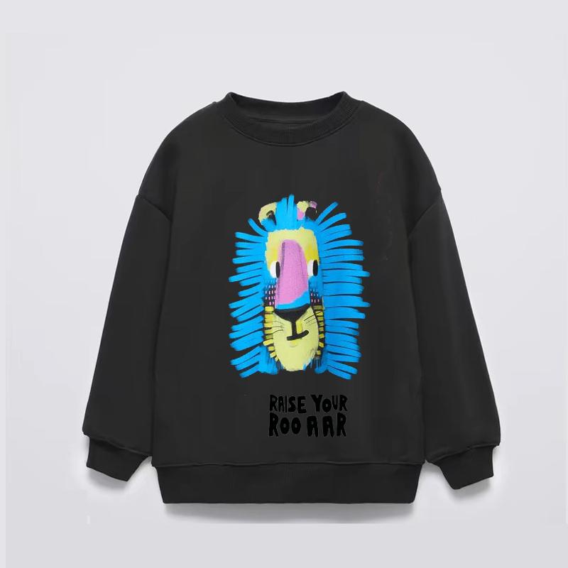 2025 New Print Animals Children's Sweatshirt Tops Long Sleeve Crewneck Kids Clothes Hoodie Loose Fashion Boy's Autumn Clothing