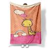 Cute Giraffe Flannel Throw Blanket – Playful Cartoon Design, Soft Cozy Fleece for Home, Office, Sofa & Car – All-Season Use