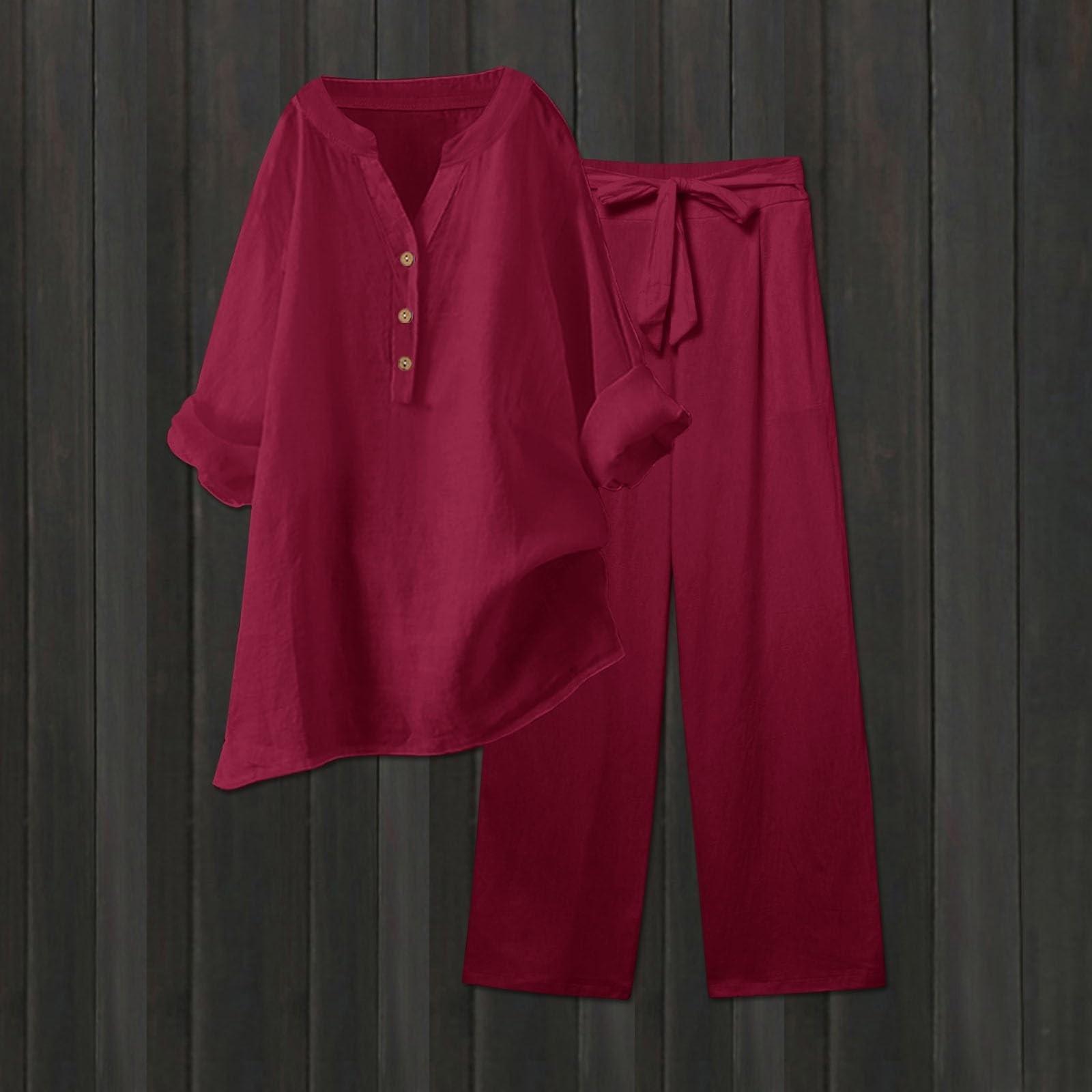 

Женская модная свободная однотонная рубашка с V-образным вырезом и длинными рукавами, топ с завязками и карманами, прямые брюки XXXXXL