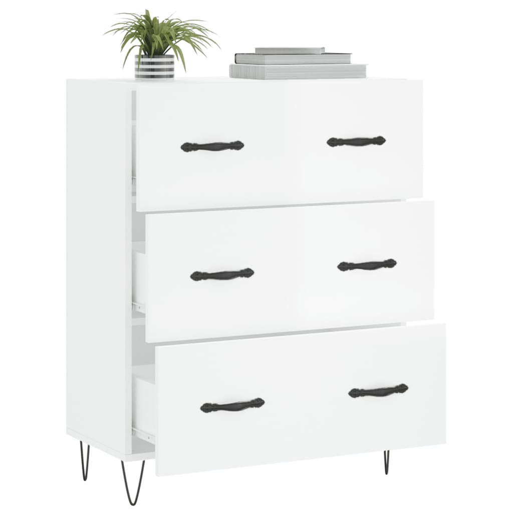 Sideboard High Gloss White 69.5 x 34 x 90 cm Engineered Wood