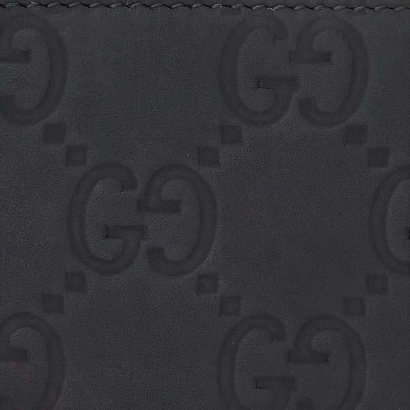 Gucci Double G logo rubber effect zipper closure leather card holder men's black