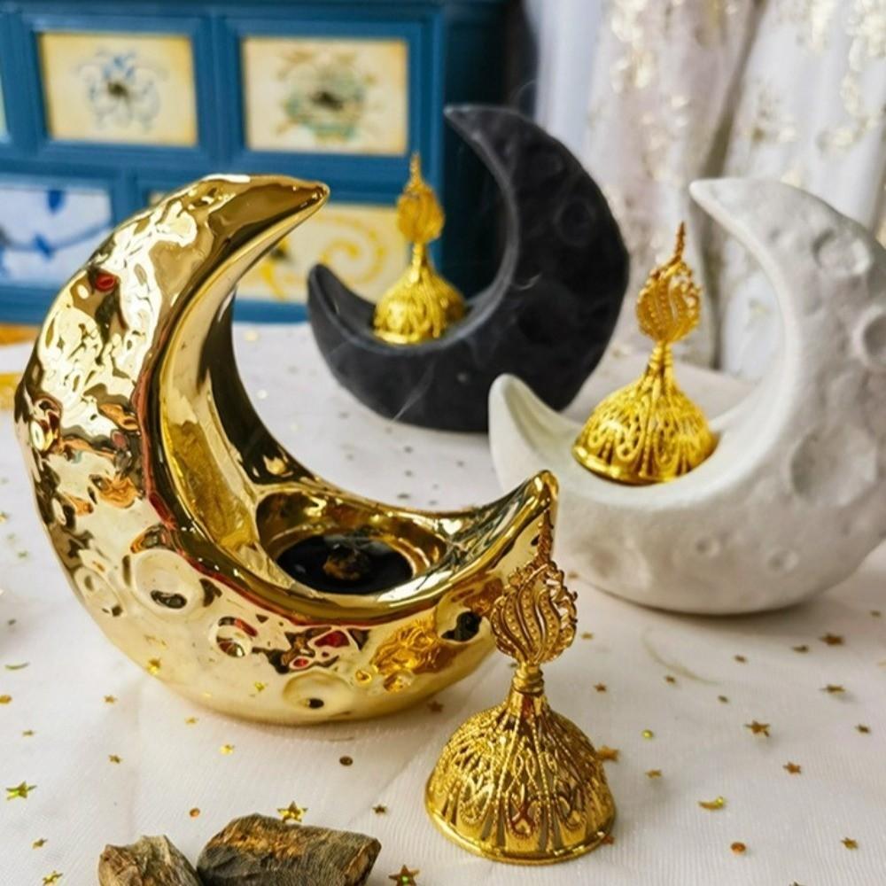 Ceramic Moon-Shaped Incense Burner Light Luxury Sandalwood Incense Burner  Gift Giving