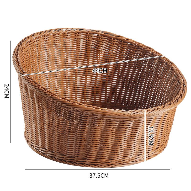 Rattan-Style Angled Bread, Fruit & Snack Display Basket
