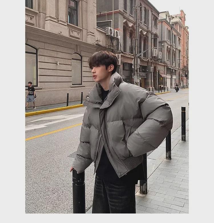 Herren Vintage Amerikanische Kurze Stehkragen Baumwolljacke - Trendige High-End Schwarze Herbst/Winter Jacke