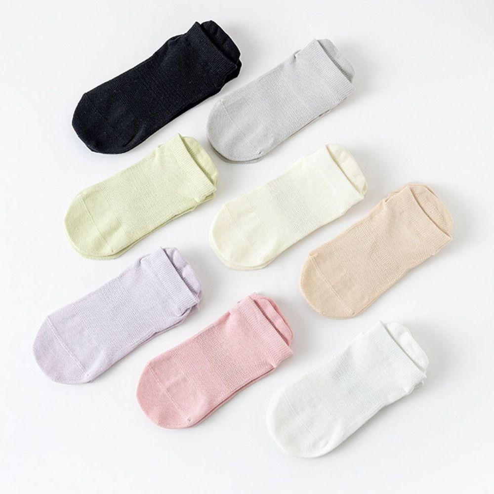 5Pairs Breathable Yoga Socks Women Sweat-Absorbent Short Tube Socks Anti-Slip Fitness Socks Ballet