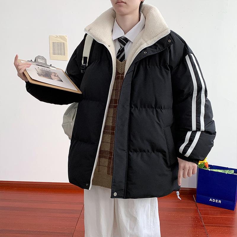 New Cotton-padded Men s Winter New Simple and Versatile Bread Clothes Winter Loose Large-size Cotton-padded Men s Clothing M чёрный