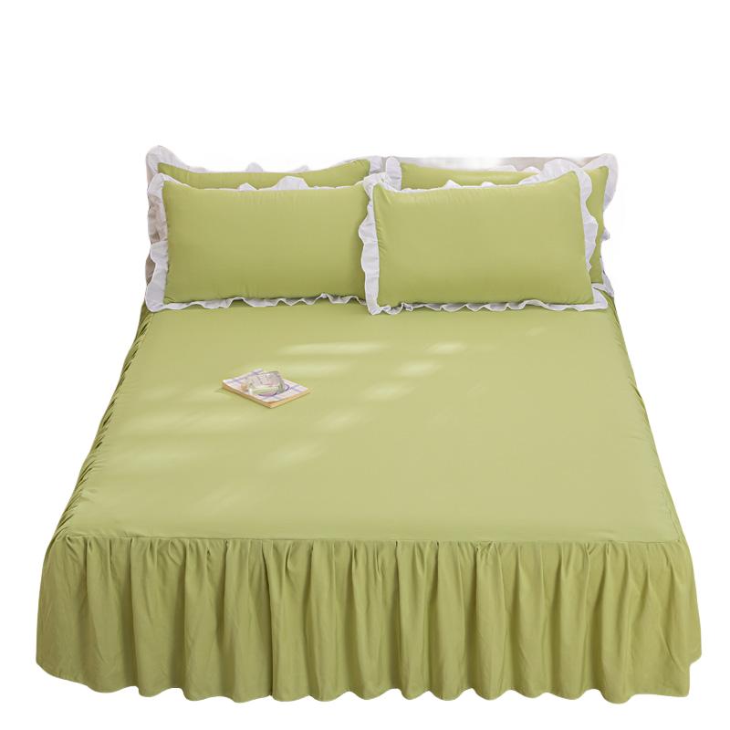 1PC Bedding Bed Skirt With 2pcs Pillowcases Wedding Bedspread Bed Sheet Mattress Cover Full Twin Queen King Size Bedsheets