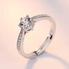 925 Sterling Silver Fashion Light Luxury Six-claw Round Zircon Ring Birthday Party Anniversary Gift