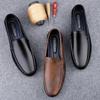 High Quality Men's Retro Brown Loafers Luxury Men Shoes Fashion Mens Slip On Shoe Genuine Leather Business All-match Male Flats