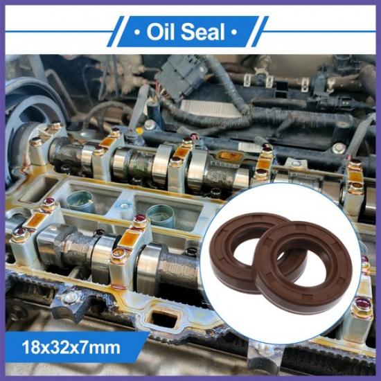 Oil Seal Seal Ring Rotary Shaft Seal FKM Rubber 18x32x7mm 2 Pcs