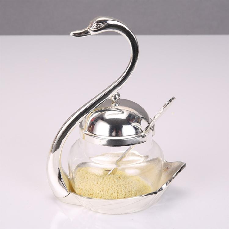 Spice Jar for Salt Sugar Pepper Powder with Spoon Glass Storage Seasoning Bottle