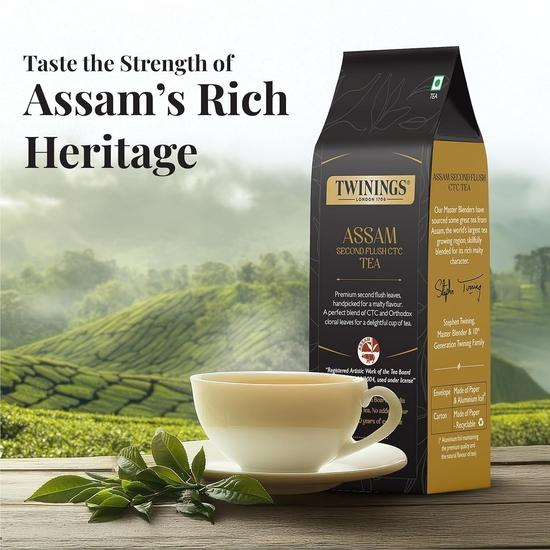Twinings Assam Second Flush CTC-te, 250 g | Förpackning om 1 | 100 % Assamte | Stark Smakstyrka | För Maltig, Robust Smak | Inga Tillsatta Färgämnen