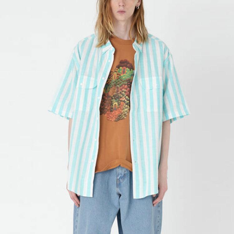 Levis Striped Collar Short Sleeve Shirt Men shirts Light-Blue A4329-0000