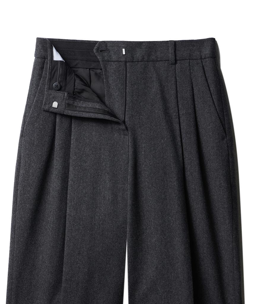 MUSINSA STANDARD WOMAN Women'S Wool Flannel Two-Tuck Wide Slacks [Medium Gray]