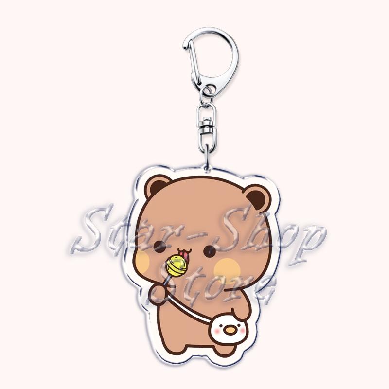 Cute Bubu Love Dudu Yier Keychains Couple Bear Panda Keyrings for Accessories Bag Pendant Key Chain Jewelry Fans Lovers Gifts