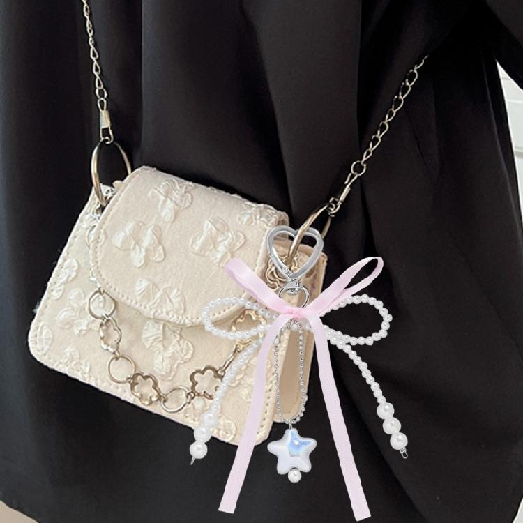 Fashionable Love Heart Bowknot Handbag Charm Stylish Keychain Pendant Keychain Ornament for Ladies and Trendy Women