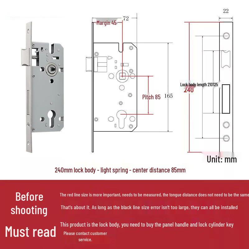 Deweshi Universal Indoor Door Lock Body and Latch