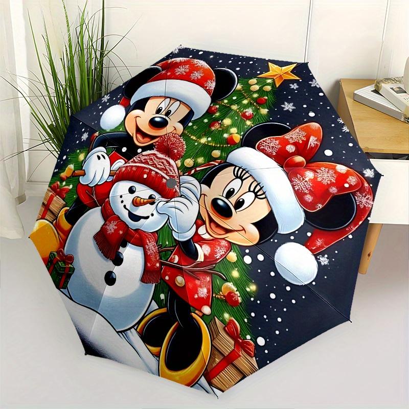 

Mickey Mouse Minnie Mouse Automatic Opening and Closing Umbrella - 8 Ribs Portable Folding Umbrella with Plastic Handle, Suitable for Leisur