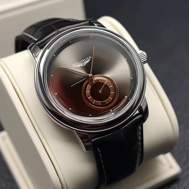 Minimalist Business Watch for Men Quartz Clock Leather Wristwatch