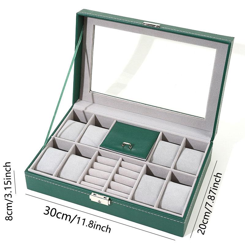 Delesys 2/3/4/5/6/8/9/10/12/20 Slots Household Multi Functional Watch And Jewelry Storage Box Pu Leather Watch Display Case
