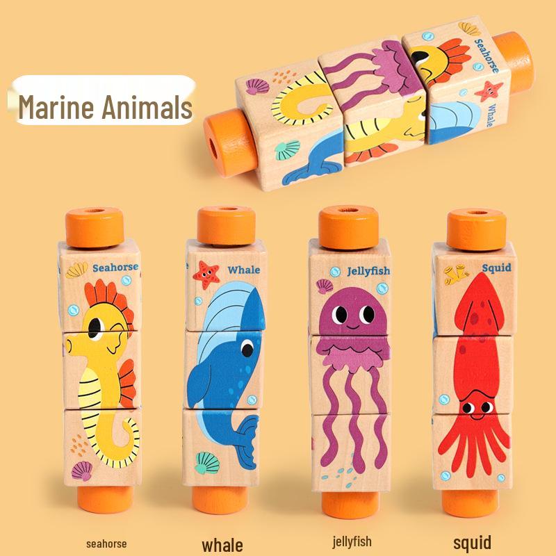 

Вращающиеся деревянные строительные блоки: Познавательные пазлы и развивающие игрушки для младенцев и малышей