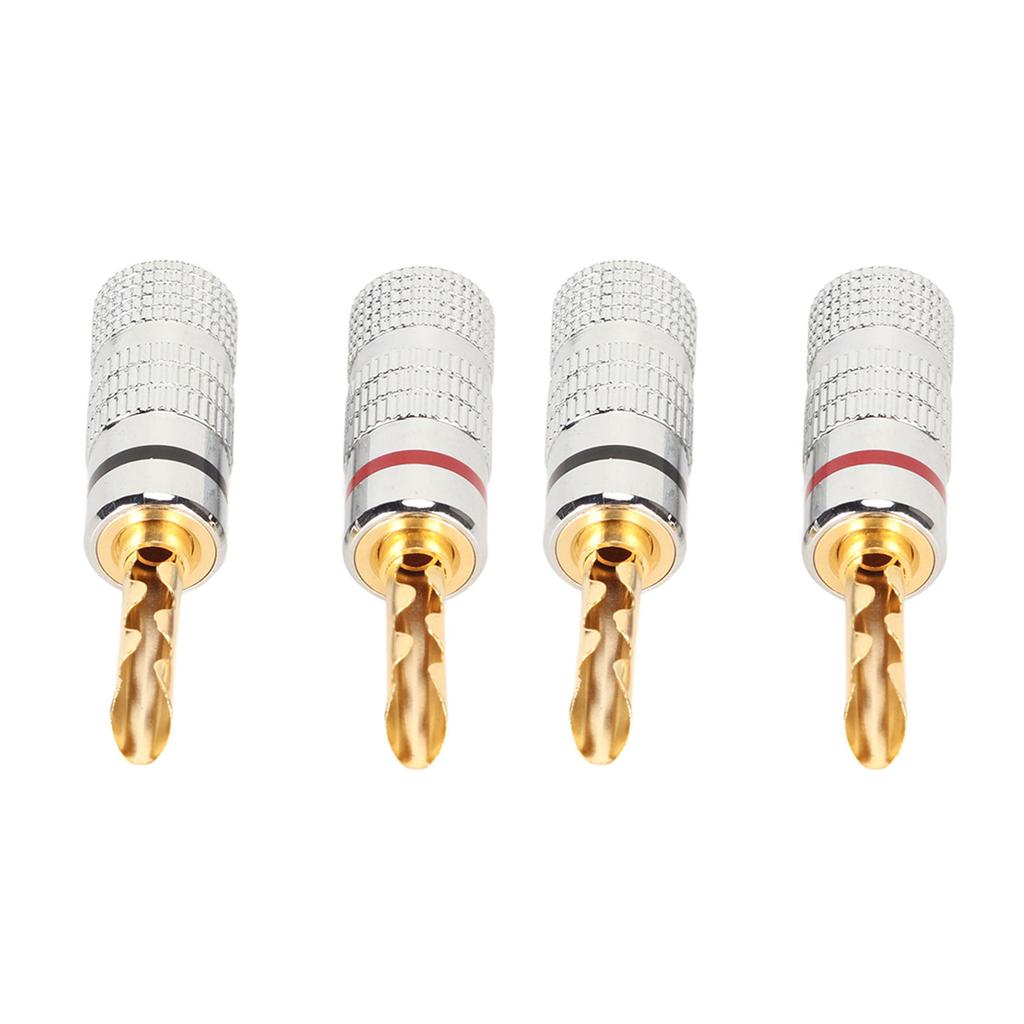 2 Pairs BFA Banana Plug 4mm Gold Plated Brass Serrated Speaker Plug Connectors for Amplifiers