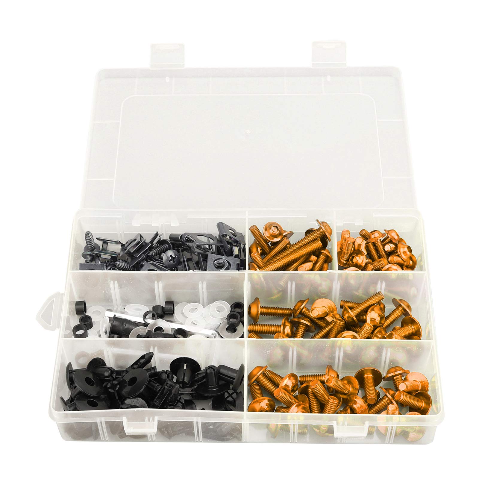 

Viprh Мотоцикл 198 шт. Универсальные болты обтекателя Винты Комплект кузовных деталей Совместим с Honda Kawasaki Ducati Золото золотой