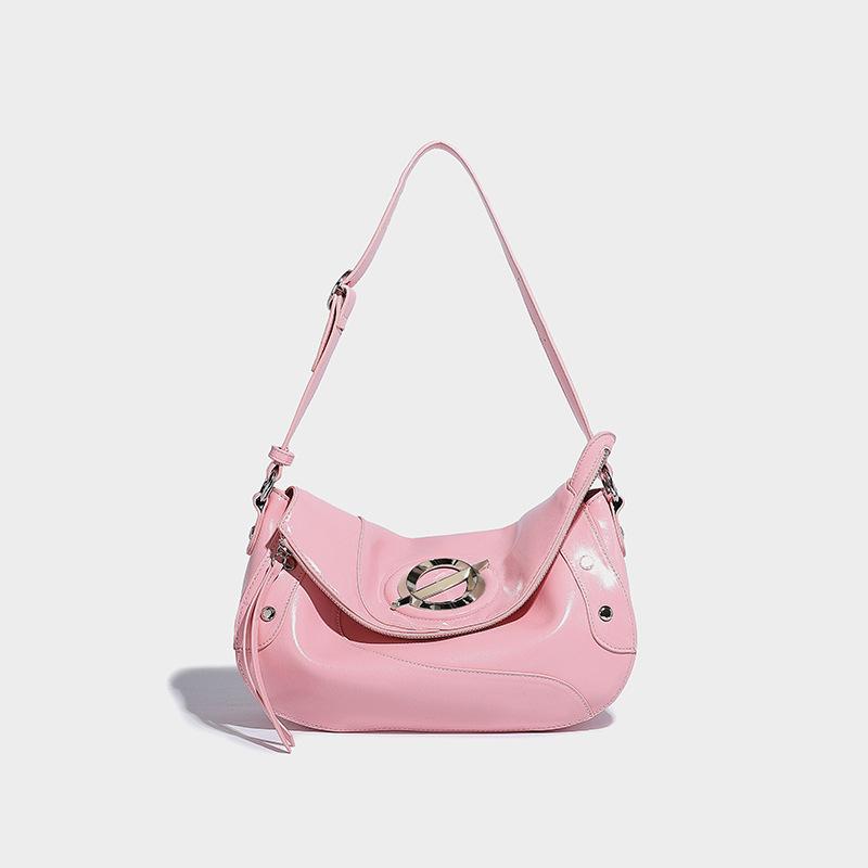 

Star Trace Bag 2024 Summer New Niche Design Soft Leather Pink Fashion Versatile Dumpling Bag Crossbody Underarm Bag рожевий