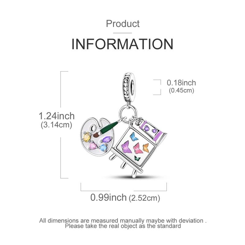 Authentic Charm Bead Charms copper Plated Artistic Painting Board Pendants Compatible With Bracelets Ideal For Women Jewellery Making Fine Gifts