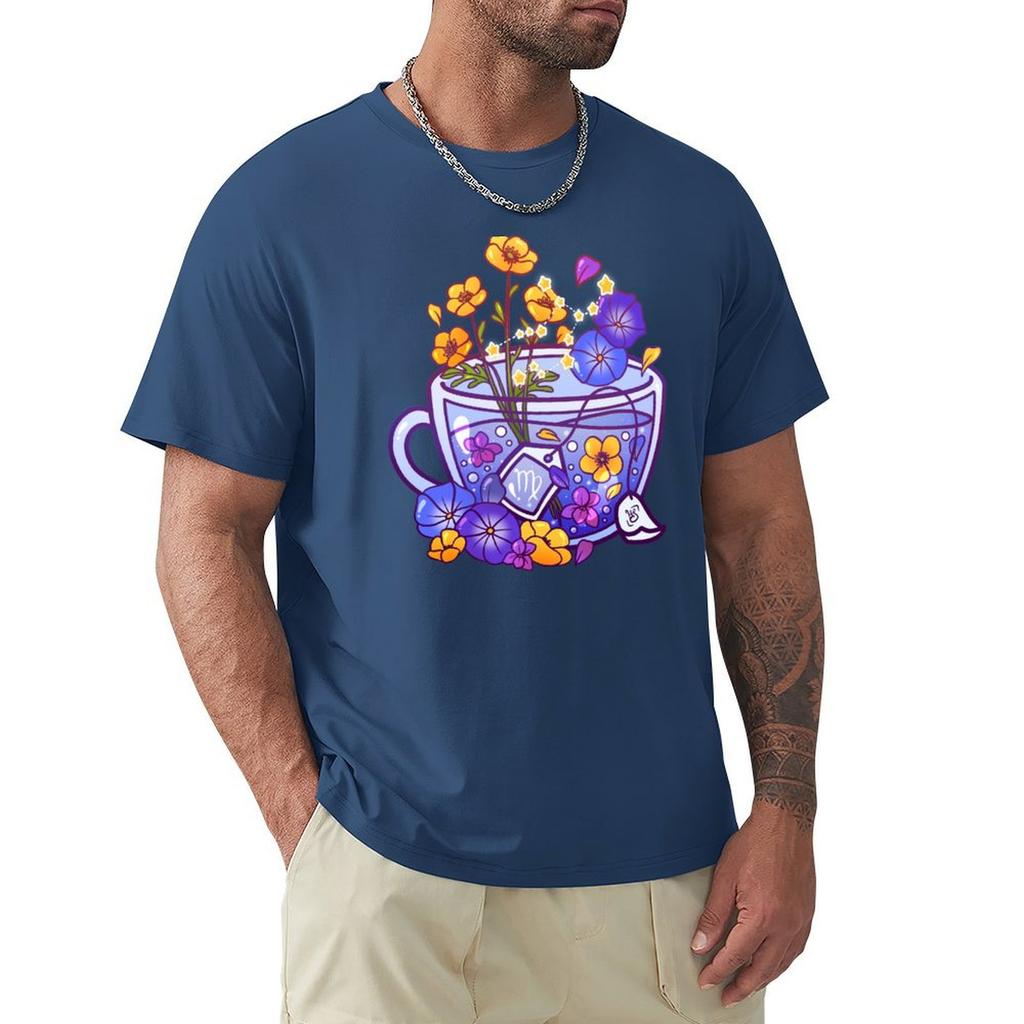 Virgo Zodiac Teacup T-Shirt Graphic Tee Shirt Blacks Anime Stuff Cheap Stuff Graphic T Shirts Men