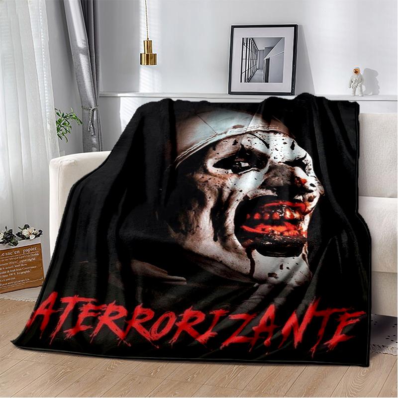 2026 New Style Terrifier 3 Horror Clown Movie Cartoon Soft Blankets,Throw Blanket Comfortable Blanket for Picnic Beds Sofa Home