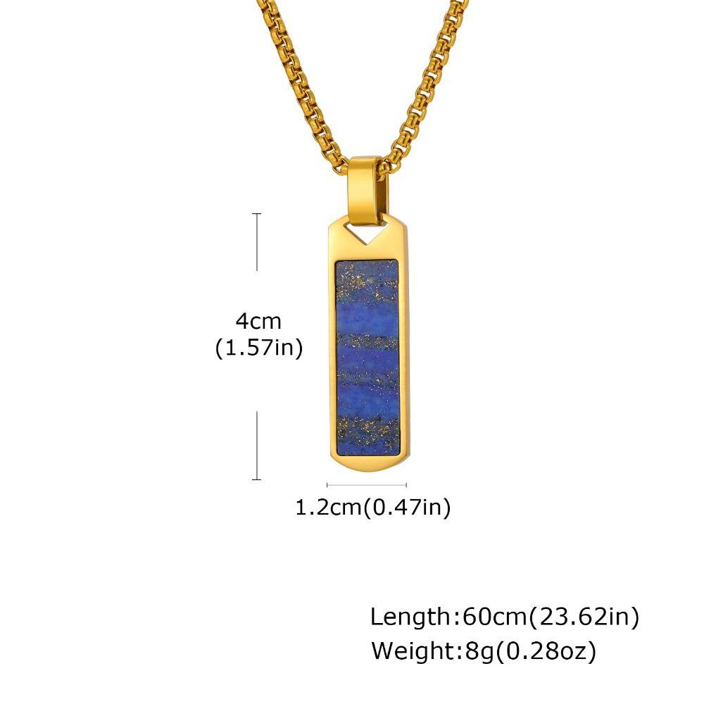 Módní přívěsek z lapisu lazuli Minimalistický nerezový náhrdelník Módní náhrdelník s přívěskem Muži