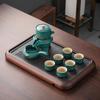 New Chinese coarse pottery Guochao Qingshan semi-automatic tea set Lazy stone mill portable tea making set Household tea set