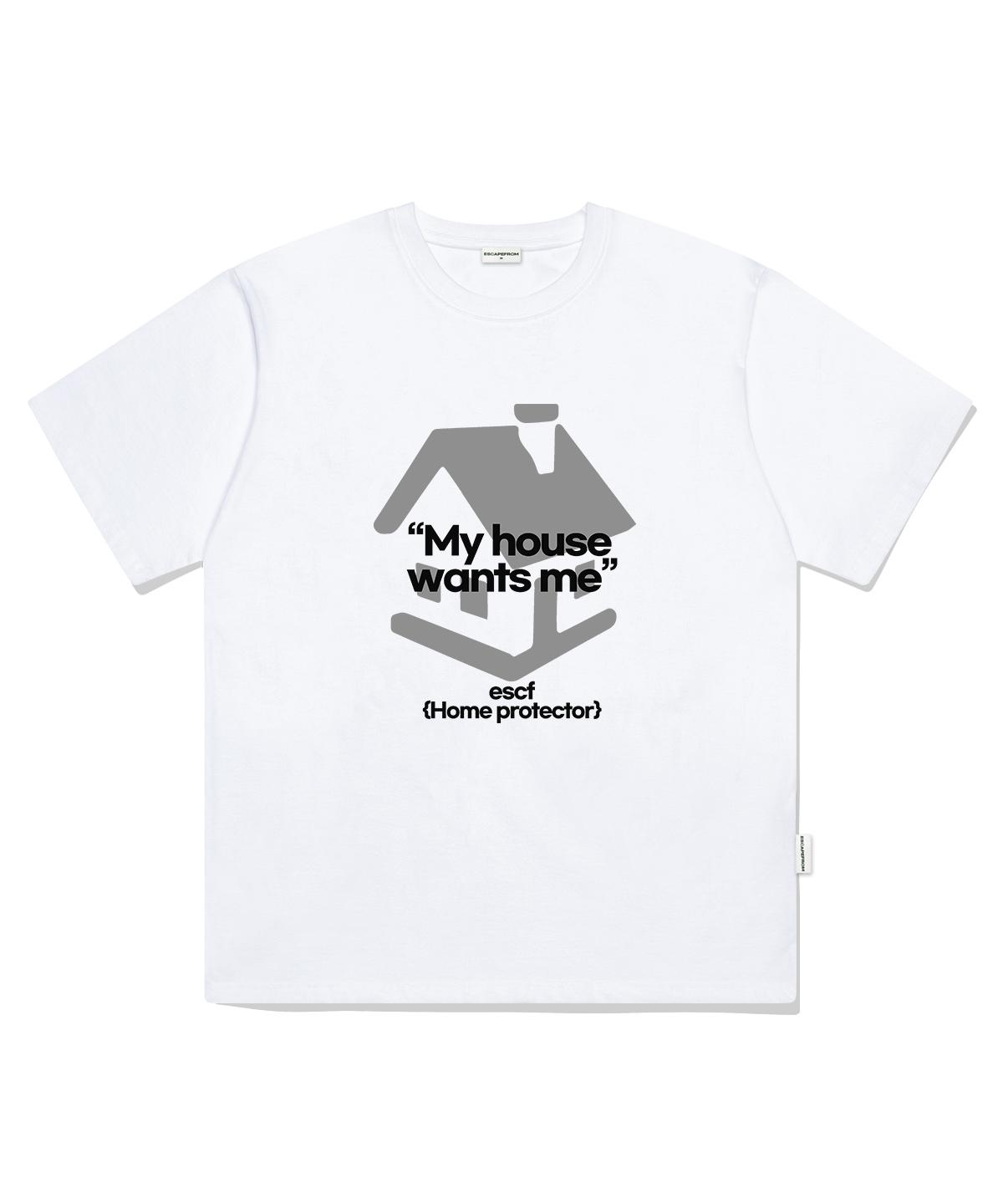 Escape From Home Protector Print Oversized Short Sleeve T-Shirt White S