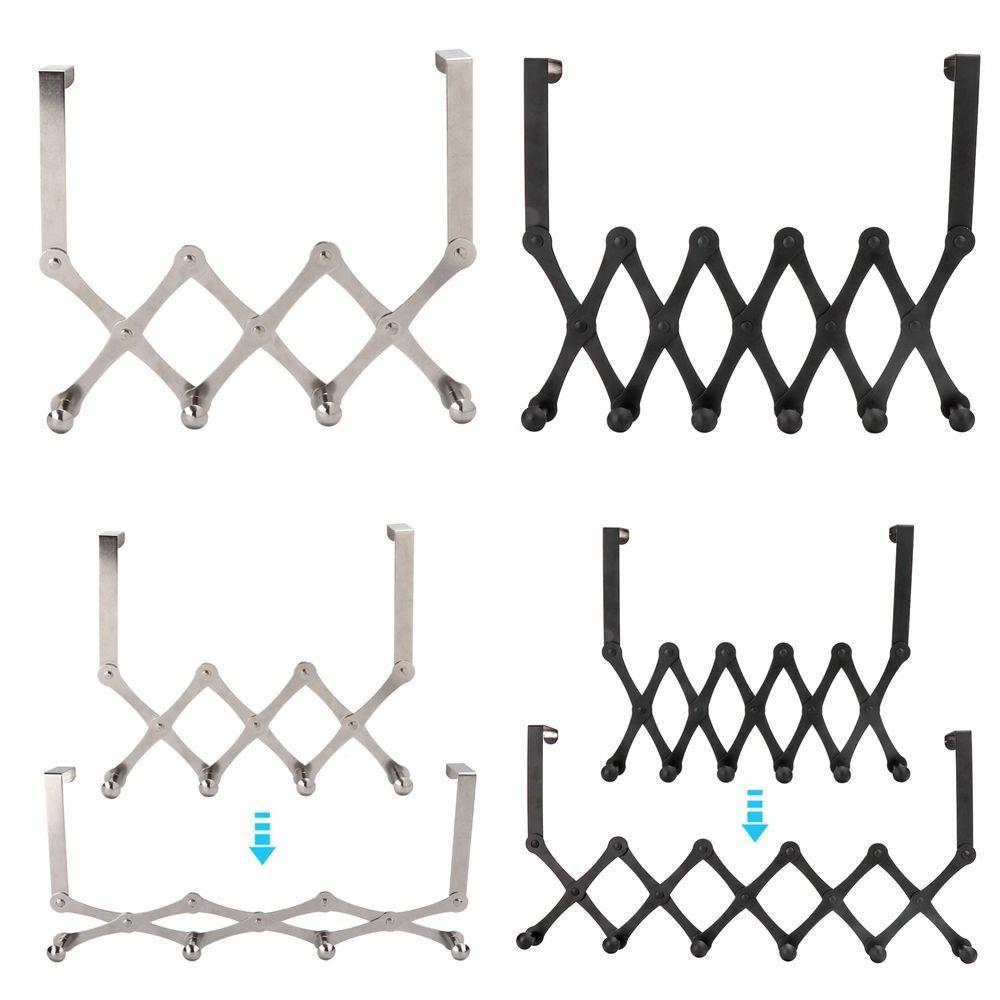 Durable Door Hanging Rack Silver Black Folding Door Hanger Practical Over Door Hook Space Saving