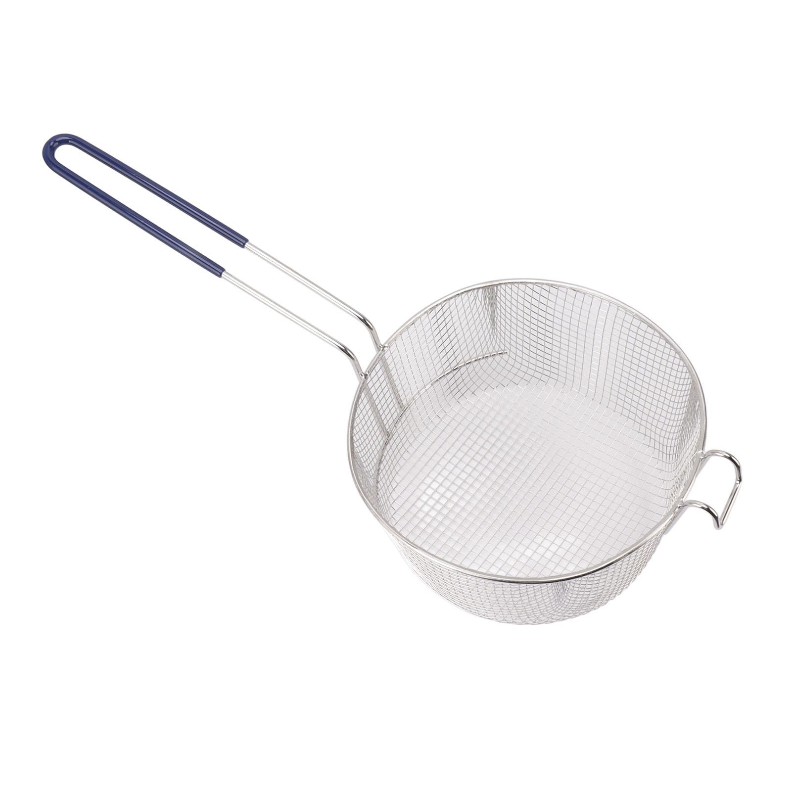 

Frying Basket Stainless Steel Long Handle Reusable Rust Resistant Fry Net for Fish Chicken Nuggets Rubber Handle