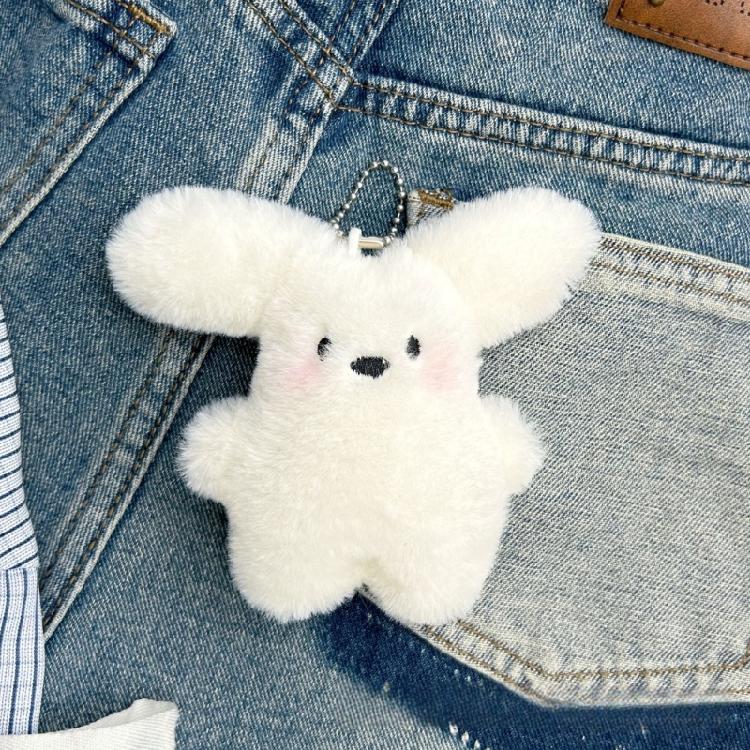 Puppy Toy Keychain with Bowknot Cartoon Big Ear Dog Plush Dolls Keyring Pendant Backpacks Bag Charm for Women and Girls