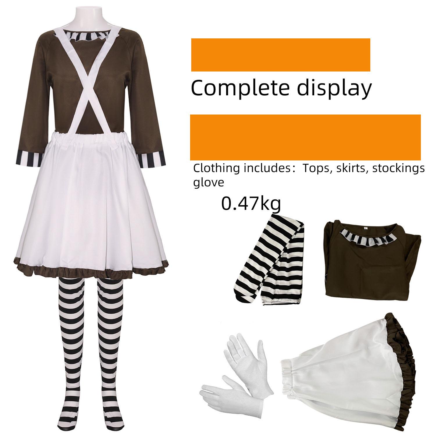 Oompa Cosplay Loompa Film Chocolade Verkleedpruik Fantasie Kostuum Volwassen Halloween Carnaval Feest Set Nieuw M orange