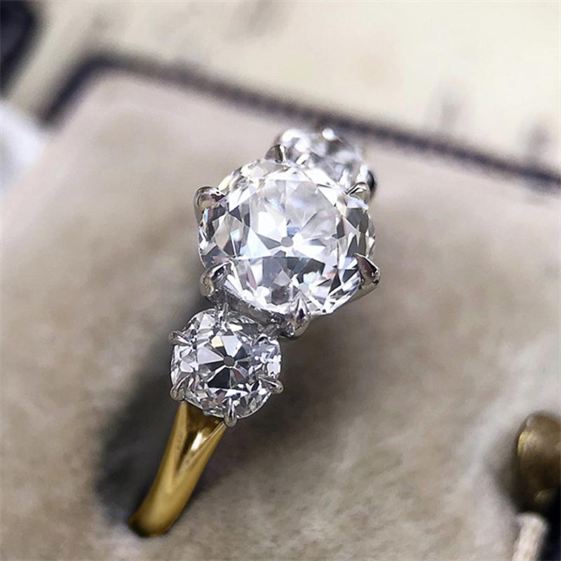 Huitan  Color/Gold Color/Two Tone Women's Cubic Zirconia Rings Luxury Fashion Engagement Wedding Accessory Trendy Jewelry