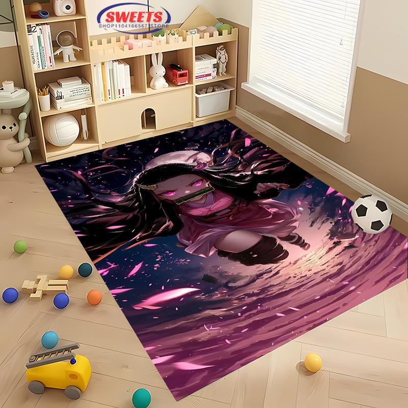 NO.2 Classic Demon Slayer Kamado Nezuko Theme Carpet,Living Room Bedroom Office Kid Room of Choice,Non-slip Machine Washable Mat