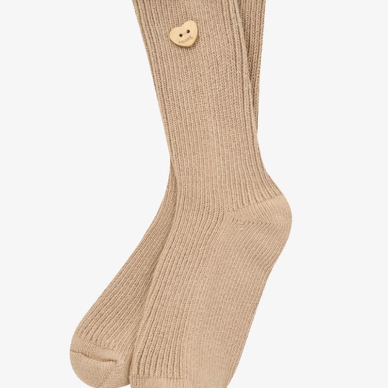AMONG A WOODEN HEART RIBBED SOCKS [3colors]